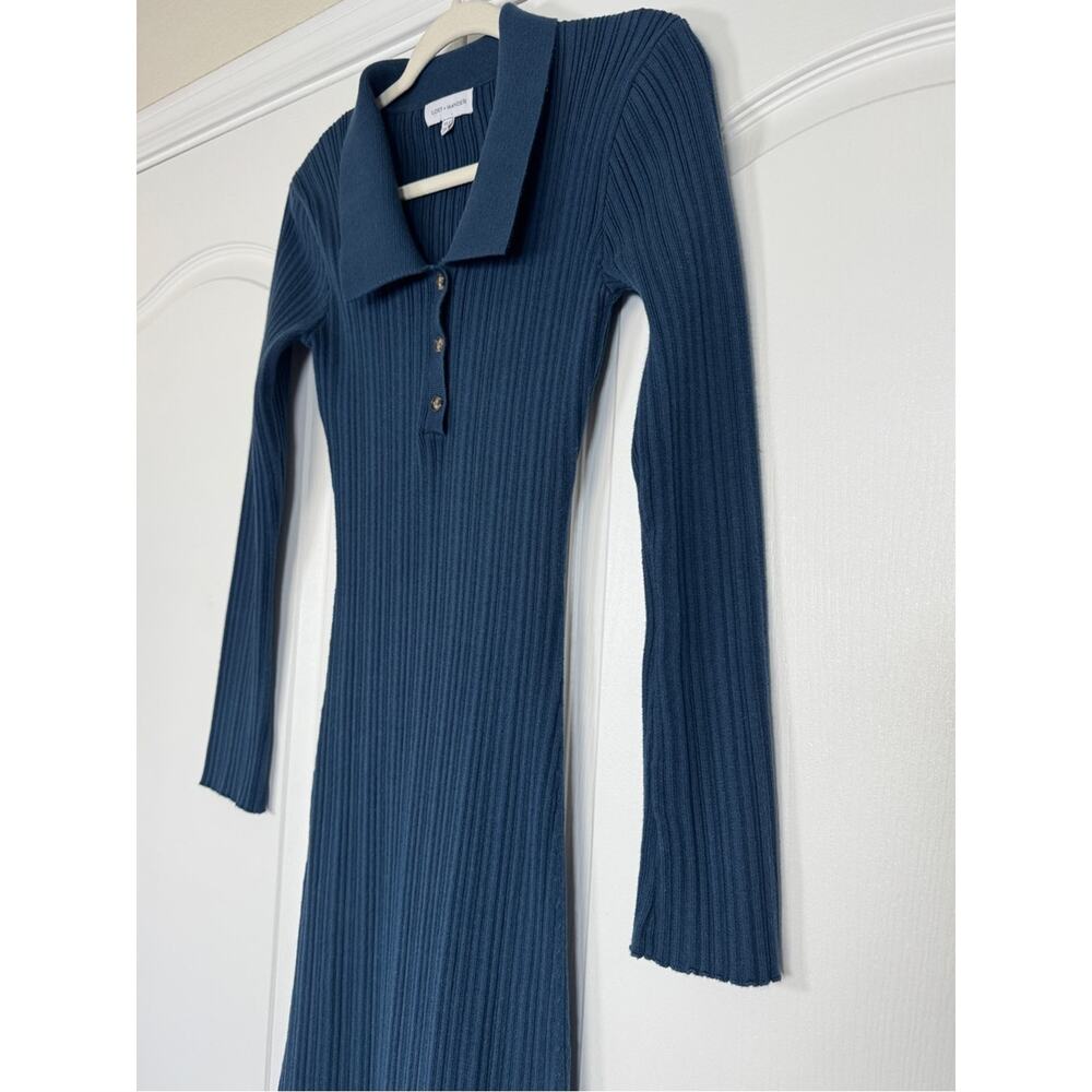 Lost + Wander Giustina Ribbed Collared Sweater Maxi Dress Teal XS/S - Picture 5 of 14